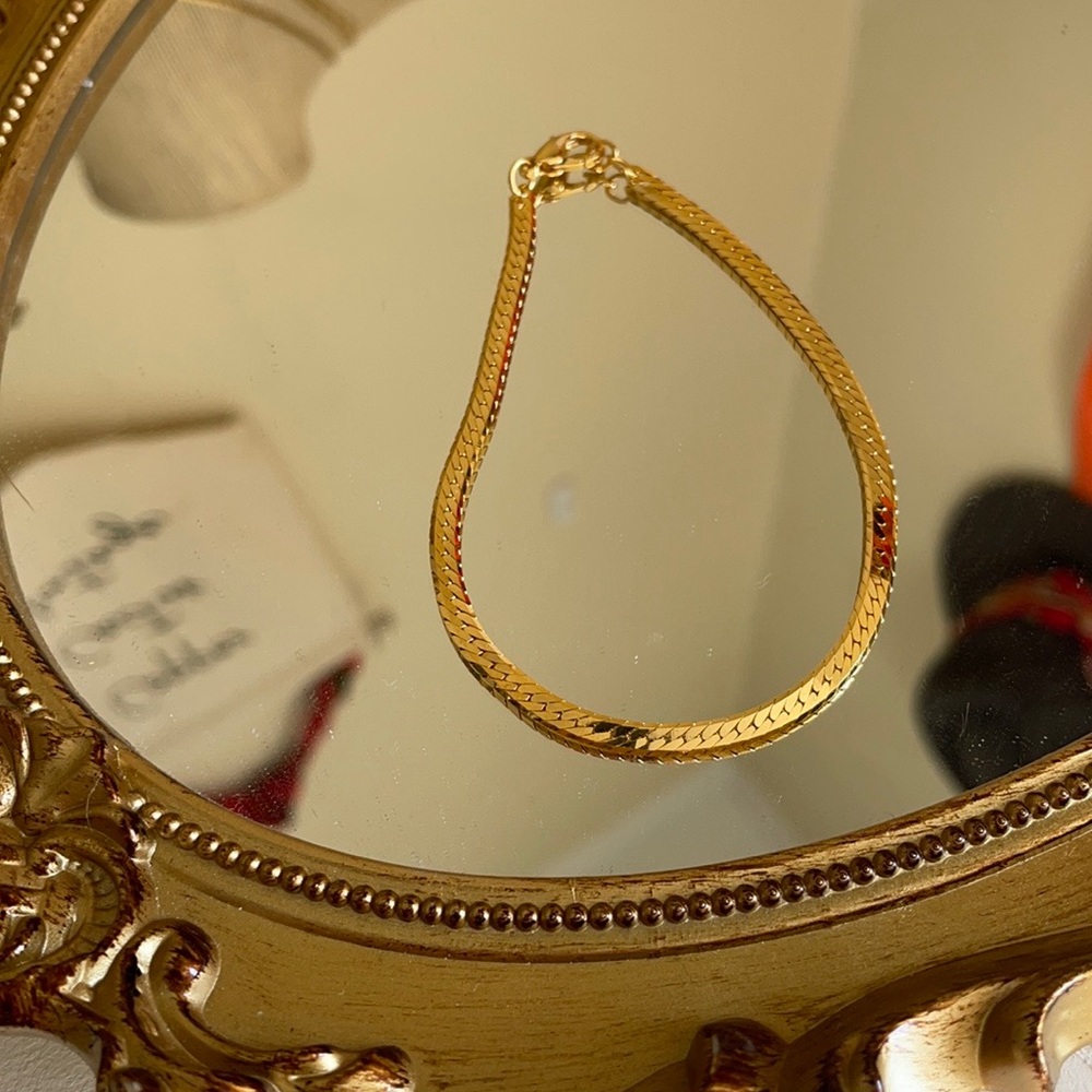 Vintage Gold Plated Herringbone Bracelet